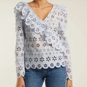 Self-Portrait Broderie Eyelet Blouse